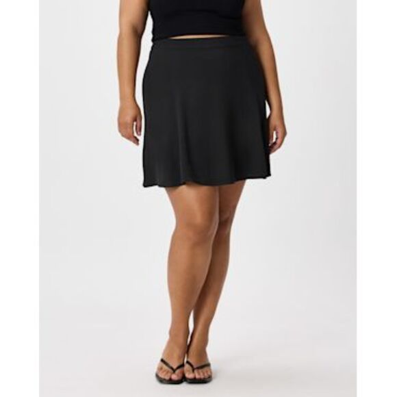 Quince Women Lightweight Crepe A-Line Mini Skirt Black Basic L - Picture 1 of 3